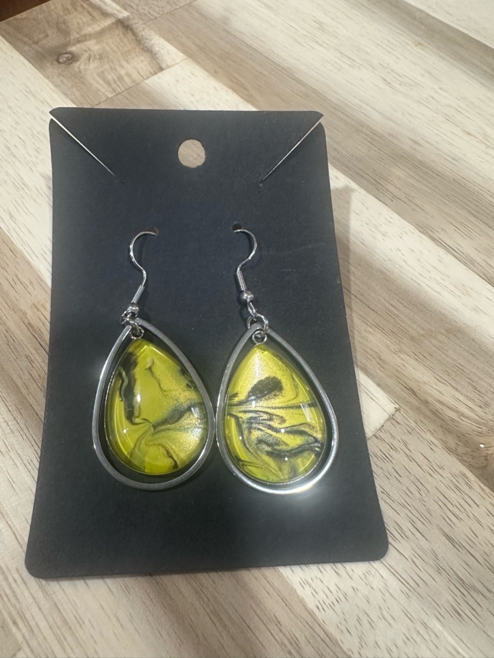 Yellow & Black Teardrop Dangle Earrings - Women Jewelry
